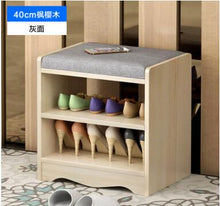 Load image into Gallery viewer, Modern Solid Wood Shoe Cabinet living shoe shelves Storage Box Containing Chair self standing PU leather cushion