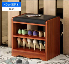 Load image into Gallery viewer, Modern Solid Wood Shoe Cabinet living shoe shelves Storage Box Containing Chair self standing PU leather cushion