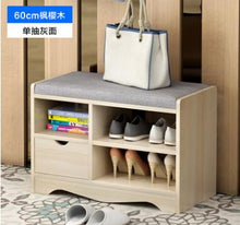 Load image into Gallery viewer, Modern Solid Wood Shoe Cabinet living shoe shelves Storage Box Containing Chair self standing PU leather cushion