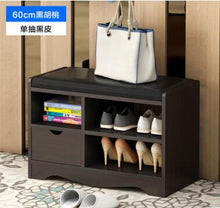 Load image into Gallery viewer, Modern Solid Wood Shoe Cabinet living shoe shelves Storage Box Containing Chair self standing PU leather cushion