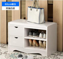 Load image into Gallery viewer, Modern Solid Wood Shoe Cabinet living shoe shelves Storage Box Containing Chair self standing PU leather cushion