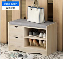 Load image into Gallery viewer, Modern Solid Wood Shoe Cabinet living shoe shelves Storage Box Containing Chair self standing PU leather cushion