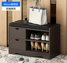 Load image into Gallery viewer, Modern Solid Wood Shoe Cabinet living shoe shelves Storage Box Containing Chair self standing PU leather cushion