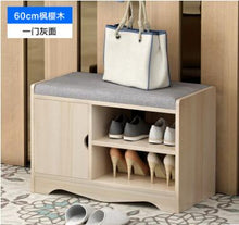 Load image into Gallery viewer, Modern Solid Wood Shoe Cabinet living shoe shelves Storage Box Containing Chair self standing PU leather cushion