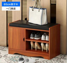 Load image into Gallery viewer, Modern Solid Wood Shoe Cabinet living shoe shelves Storage Box Containing Chair self standing PU leather cushion