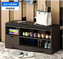 Load image into Gallery viewer, Modern Solid Wood Shoe Cabinet living shoe shelves Storage Box Containing Chair self standing PU leather cushion