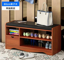 Load image into Gallery viewer, Modern Solid Wood Shoe Cabinet living shoe shelves Storage Box Containing Chair self standing PU leather cushion