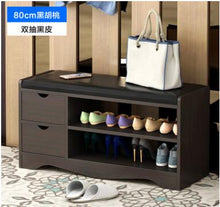 Load image into Gallery viewer, Modern Solid Wood Shoe Cabinet living shoe shelves Storage Box Containing Chair self standing PU leather cushion