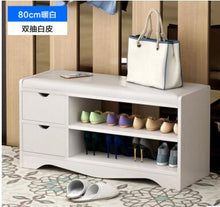 Load image into Gallery viewer, Modern Solid Wood Shoe Cabinet living shoe shelves Storage Box Containing Chair self standing PU leather cushion