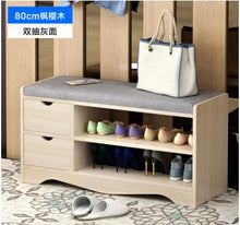 Load image into Gallery viewer, Modern Solid Wood Shoe Cabinet living shoe shelves Storage Box Containing Chair self standing PU leather cushion