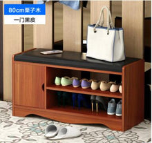 Load image into Gallery viewer, Modern Solid Wood Shoe Cabinet living shoe shelves Storage Box Containing Chair self standing PU leather cushion