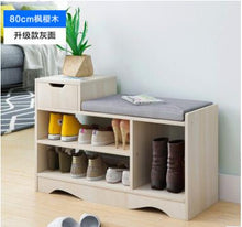 Load image into Gallery viewer, Modern Solid Wood Shoe Cabinet living shoe shelves Storage Box Containing Chair self standing PU leather cushion