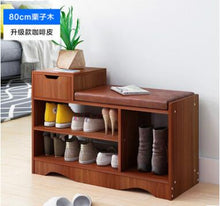 Load image into Gallery viewer, Modern Solid Wood Shoe Cabinet living shoe shelves Storage Box Containing Chair self standing PU leather cushion