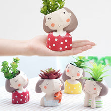 Load image into Gallery viewer, Mini Cute girl Planter Flower Pot Home Garden Home Decoration Flowerpot Planter Desktop Vase Home Office Accessories Bonsai Pot