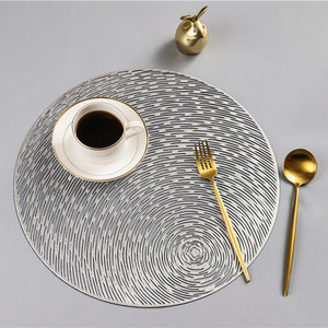 2019 New Gold Silvery Round Placemats Kitchen PVC Table Mats for Dining Table Drink Coasters Set Coffee Cup Pad Hotel Restaurant