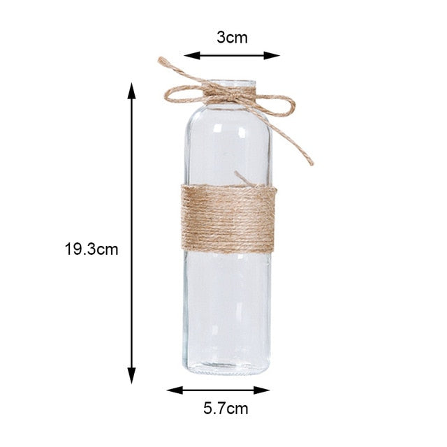 Nordic Glass Vases Living Room Table Decoration Transparent Water Hydroponics Flower Rope Dry Flower Vase DIY Valentine's Day