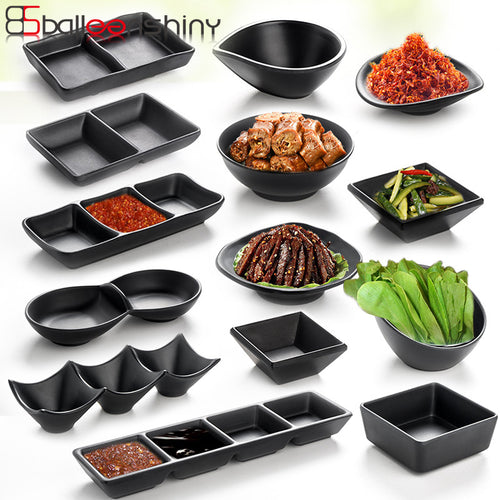 BalleenShiny Melamine Black Sauce Dish Frost Tableware Seasoning Vinegar Relish Plate Kitchen Cooking Tools Flavor Dish Supply