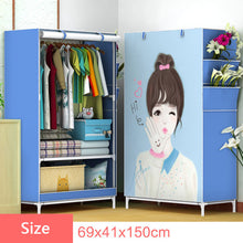 Load image into Gallery viewer, 3D Cartoon Pattern Folding Cloth Wardrobe Home Bedroom Clothes Storage Cabinet DIY Assembly Fabric Wardrobe Closet Furniture