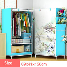 Load image into Gallery viewer, 3D Cartoon Pattern Folding Cloth Wardrobe Home Bedroom Clothes Storage Cabinet DIY Assembly Fabric Wardrobe Closet Furniture