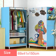 Load image into Gallery viewer, 3D Cartoon Pattern Folding Cloth Wardrobe Home Bedroom Clothes Storage Cabinet DIY Assembly Fabric Wardrobe Closet Furniture