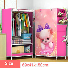 Load image into Gallery viewer, 3D Cartoon Pattern Folding Cloth Wardrobe Home Bedroom Clothes Storage Cabinet DIY Assembly Fabric Wardrobe Closet Furniture