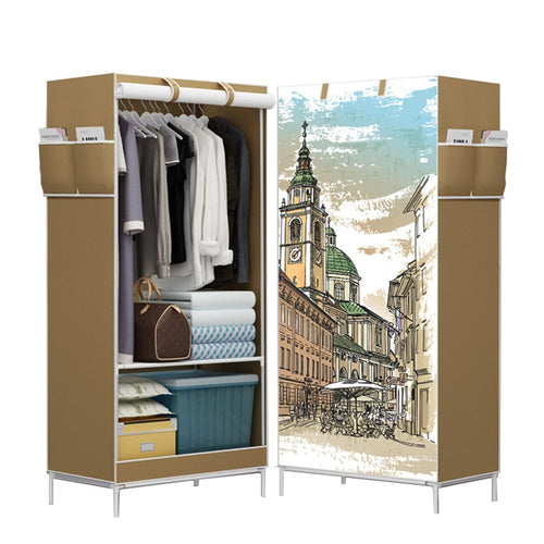 Non-woven Cloth Wardrobes Storage Cabinet Panorama Folding Cloth Closet Cartoon 3D Wardrobe Small Wardrobe Closet