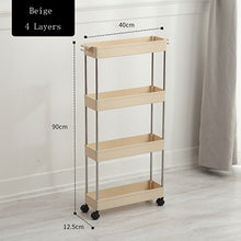 Load image into Gallery viewer, Bathroom Quilted Storage Rack Four Layers Kitchen Narrow Cabinet Living Room Foor-standing Gap Shelf Home Furniture