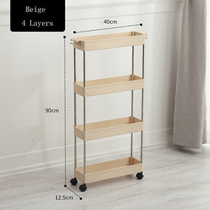 Bathroom Quilted Storage Rack Four Layers Kitchen Narrow Cabinet Living Room Foor-standing Gap Shelf Home Furniture