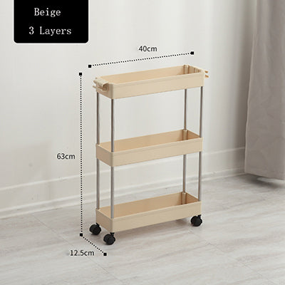 Bathroom Quilted Storage Rack Four Layers Kitchen Narrow Cabinet Living Room Foor-standing Gap Shelf Home Furniture