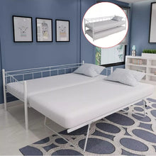 Load image into Gallery viewer, VidaXL Durable Bed Frame With Four Wheels Arched Slats Add To Its Sleeping Comfort 180 X 200/90 X 200 Cm White Steel 242683