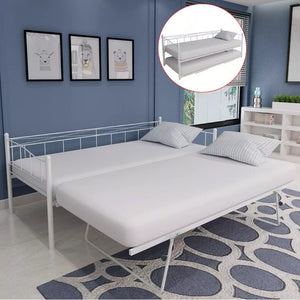 VidaXL Durable Bed Frame With Four Wheels Arched Slats Add To Its Sleeping Comfort 180 X 200/90 X 200 Cm White Steel 242683