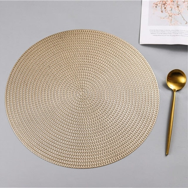 38CM Round PVC Placemat Kitchen Dining Table Mats Steak Pad Anti-scalding Insulation Pads INS Nordic Hotel Restaurant Home Decor