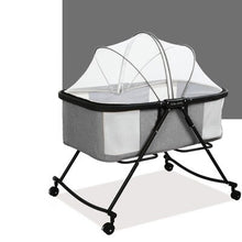 Load image into Gallery viewer, Portable Folding Baby Swing Bed Quiet Kids Bed Sofa With Wheels Mosquito Net Breathable Outdoor Travel Baby Beds