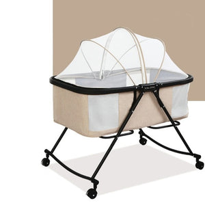 Portable Folding Baby Swing Bed Quiet Kids Bed Sofa With Wheels Mosquito Net Breathable Outdoor Travel Baby Beds